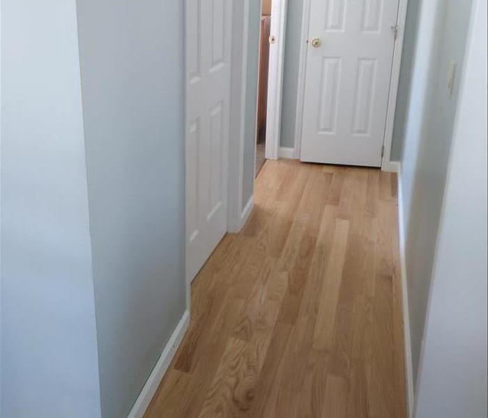 Hallway affected by water damage